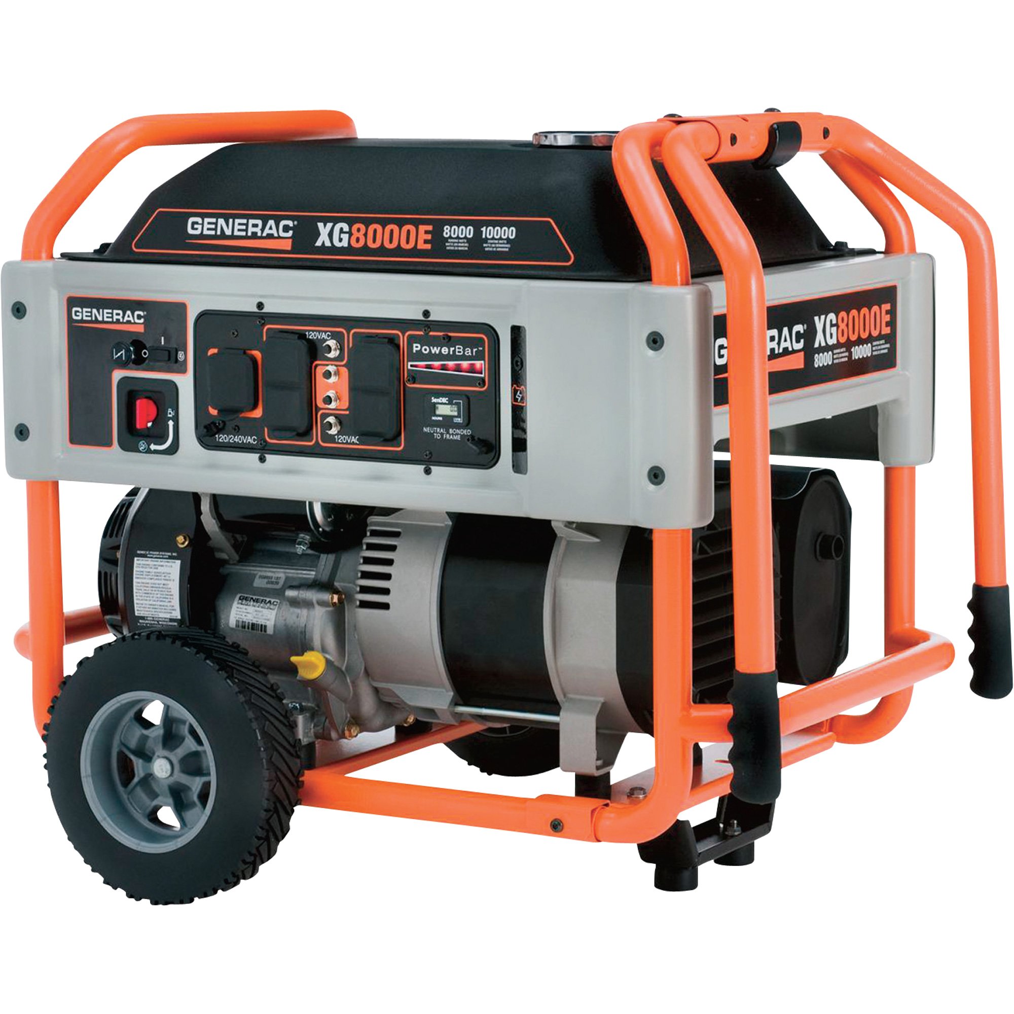 Generac XG8000E Portable Generator — 10,000 Surge Watts, 8000 Rated Watts, Electric Start, Model# 5747
